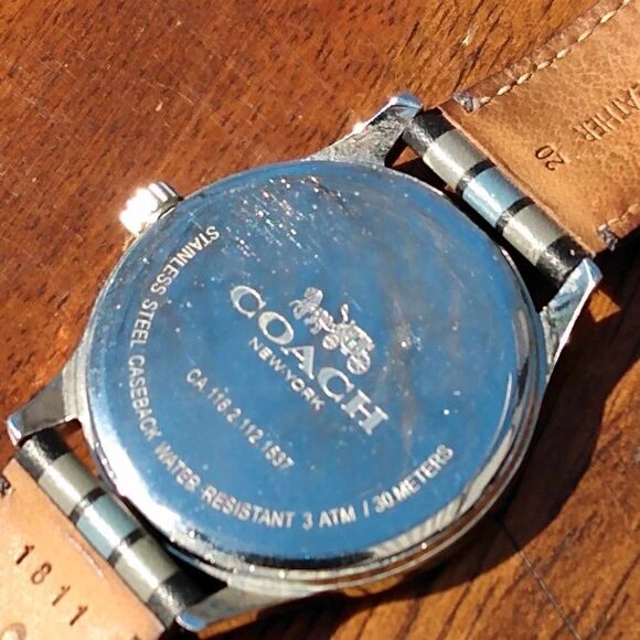 Mens or Womens Coach Watch with Leather Striped Band Running main image 9